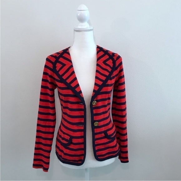 CAbi Au Revoir Yacht Club Red/Blue Striped Jacket Sz XS EUC - Picture 2 of 12
